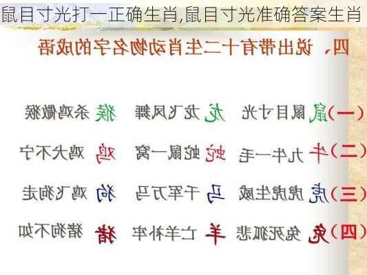 鼠目寸光打一正确生肖,鼠目寸光准确答案生肖