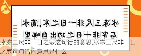 冰冻三尺非一日之寒这句话的意思,冰冻三尺非一日之寒这句话的意思是什么