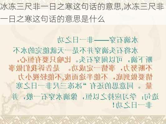 冰冻三尺非一日之寒这句话的意思,冰冻三尺非一日之寒这句话的意思是什么