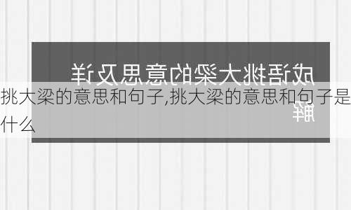 挑大梁的意思和句子,挑大梁的意思和句子是什么