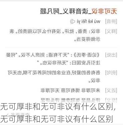 无可厚非和无可非议有什么区别,无可厚非和无可非议有什么区别