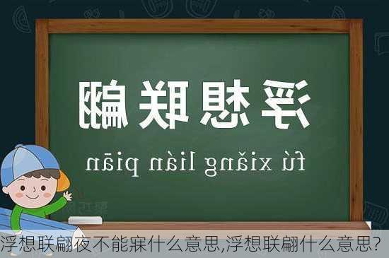 浮想联翩夜不能寐什么意思,浮想联翩什么意思?