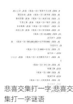 悲喜交集打一字,悲喜交集打一字谜语