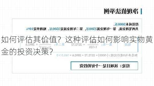 如何评估其价值？这种评估如何影响实物黄金的投资决策？