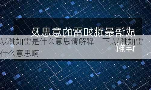 暴跳如雷是什么意思请解释一下,暴跳如雷什么意思啊