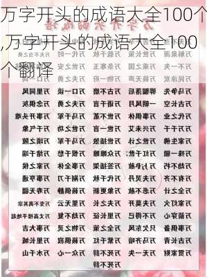 万字开头的成语大全100个,万字开头的成语大全100个翻译