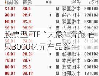 股票型ETF“大象”奔跑 首只3000亿元产品诞生