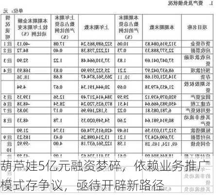 葫芦娃5亿元融资梦碎，依赖业务推广模式存争议，亟待开辟新路径