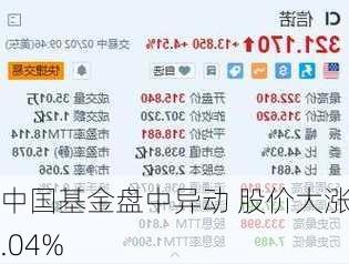 中国基金盘中异动 股价大涨5.04%