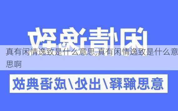 真有闲情逸致是什么意思,真有闲情逸致是什么意思啊