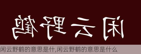 闲云野鹤的意思是什,闲云野鹤的意思是什么