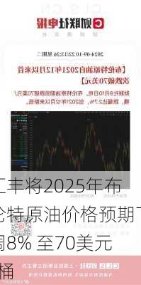 汇丰将2025年布伦特原油价格预期下调8% 至70美元/桶