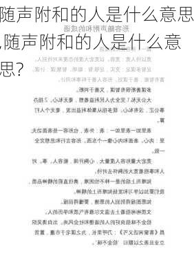 随声附和的人是什么意思,随声附和的人是什么意思?