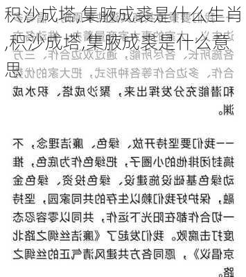 积沙成塔,集腋成裘是什么生肖,积沙成塔,集腋成裘是什么意思