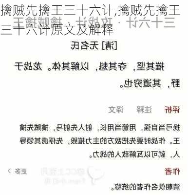 擒贼先擒王三十六计,擒贼先擒王三十六计原文及解释