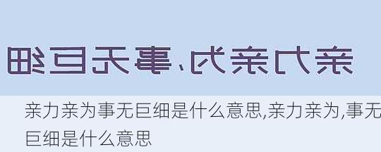 亲力亲为事无巨细是什么意思,亲力亲为,事无巨细是什么意思