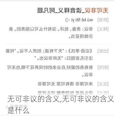 无可非议的含义,无可非议的含义是什么