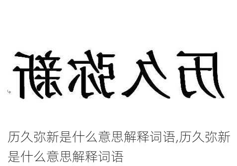 历久弥新是什么意思解释词语,历久弥新是什么意思解释词语