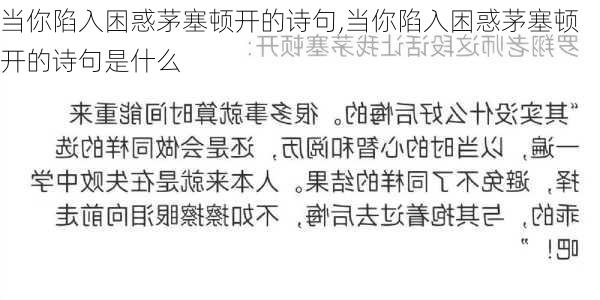 当你陷入困惑茅塞顿开的诗句,当你陷入困惑茅塞顿开的诗句是什么