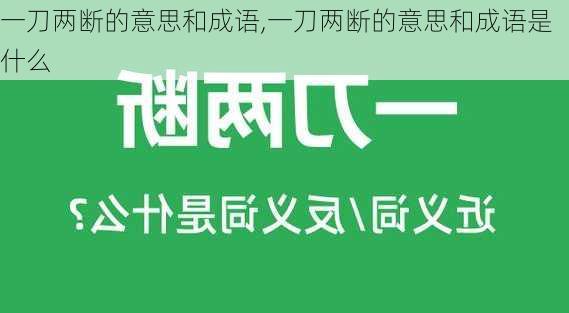 一刀两断的意思和成语,一刀两断的意思和成语是什么