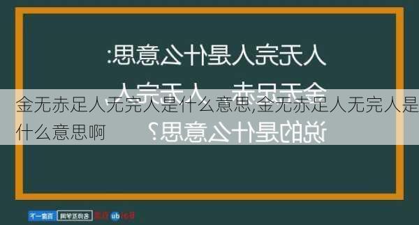 金无赤足人无完人是什么意思,金无赤足人无完人是什么意思啊