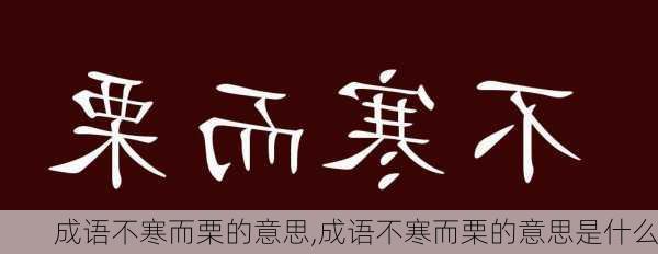 成语不寒而栗的意思,成语不寒而栗的意思是什么