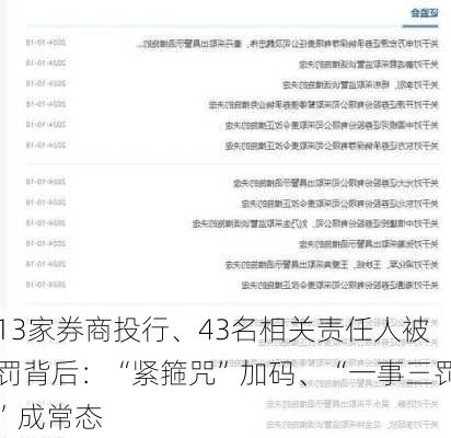 13家券商投行、43名相关责任人被罚背后：“紧箍咒”加码、“一事三罚”成常态