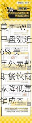 美团-W早盘涨近6% 美团外卖帮助餐饮商家降低营销成本