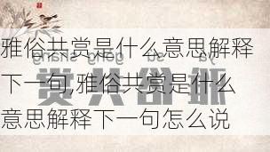 雅俗共赏是什么意思解释下一句,雅俗共赏是什么意思解释下一句怎么说