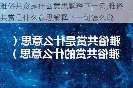 雅俗共赏是什么意思解释下一句,雅俗共赏是什么意思解释下一句怎么说