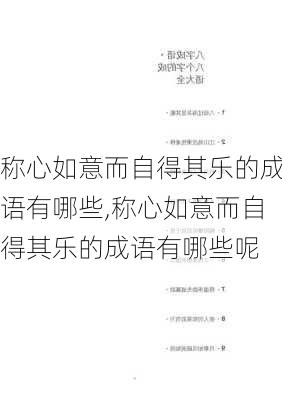 称心如意而自得其乐的成语有哪些,称心如意而自得其乐的成语有哪些呢