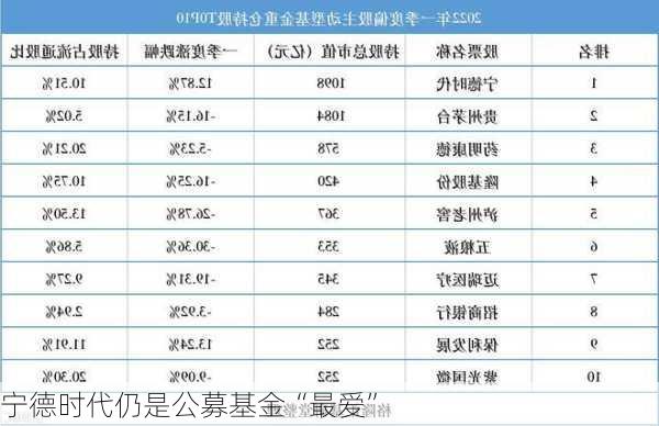 宁德时代仍是公募基金“最爱”