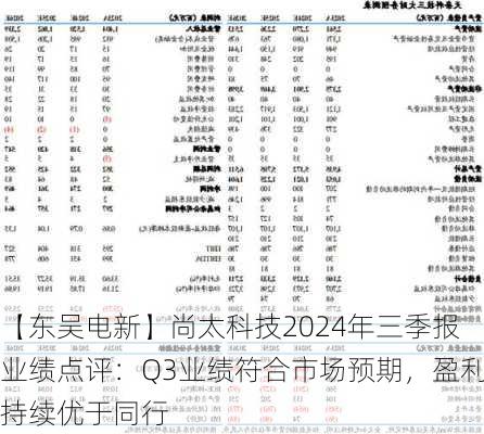 【东吴电新】尚太科技2024年三季报业绩点评：Q3业绩符合市场预期，盈利持续优于同行