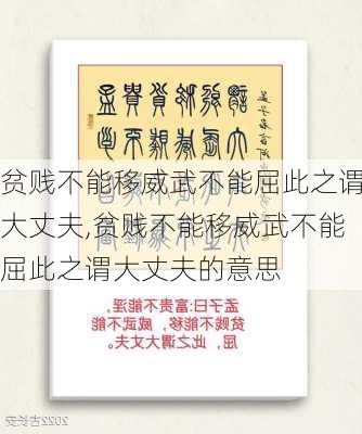 贫贱不能移威武不能屈此之谓大丈夫,贫贱不能移威武不能屈此之谓大丈夫的意思