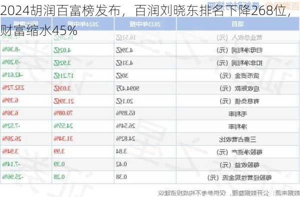 2024胡润百富榜发布，百润刘晓东排名下降268位，财富缩水45%