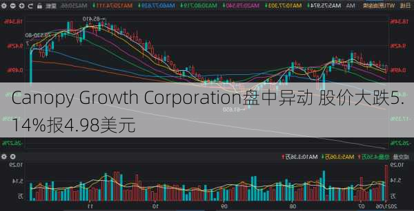 Canopy Growth Corporation盘中异动 股价大跌5.14%报4.98美元