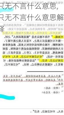 只无不言什么意思,只无不言什么意思解释