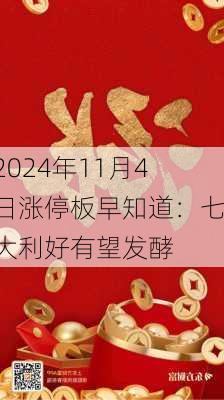 2024年11月4日涨停板早知道：七大利好有望发酵