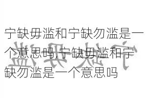 宁缺毋滥和宁缺勿滥是一个意思吗,宁缺毋滥和宁缺勿滥是一个意思吗