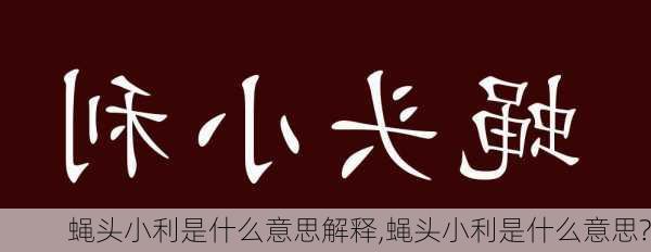 蝇头小利是什么意思解释,蝇头小利是什么意思?