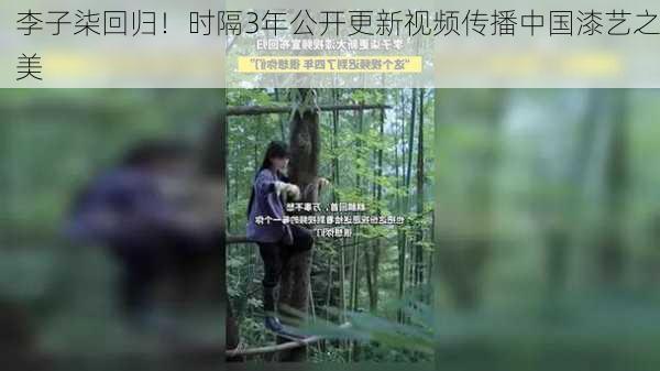 李子柒回归！时隔3年公开更新视频传播中国漆艺之美