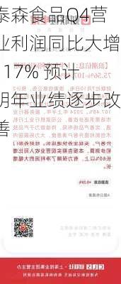 泰森食品Q4营业利润同比大增117% 预计明年业绩逐步改善