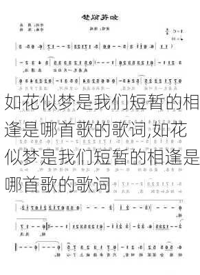 如花似梦是我们短暂的相逢是哪首歌的歌词,如花似梦是我们短暂的相逢是哪首歌的歌词