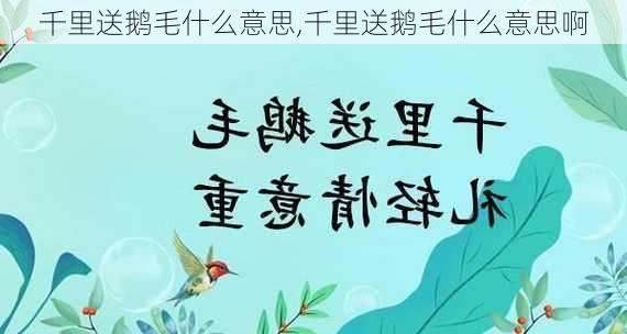 千里送鹅毛什么意思,千里送鹅毛什么意思啊