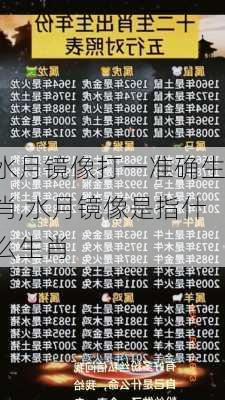 水月镜像打一准确生肖,水月镜像是指什么生肖