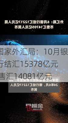 国家外汇局：10月银行结汇15378亿元 售汇14081亿元