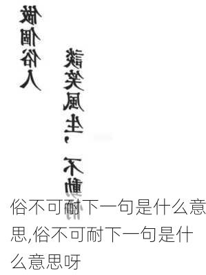 俗不可耐下一句是什么意思,俗不可耐下一句是什么意思呀