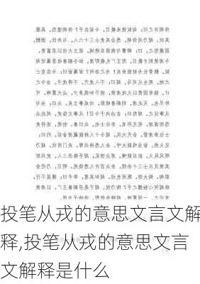 投笔从戎的意思文言文解释,投笔从戎的意思文言文解释是什么