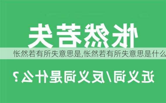 怅然若有所失意思是,怅然若有所失意思是什么