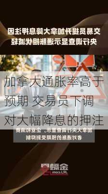 加拿大通胀率高于预期 交易员下调对大幅降息的押注